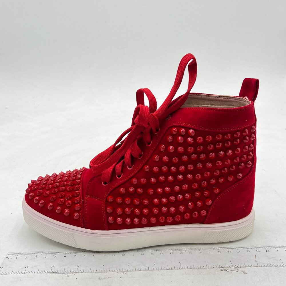 Red Studded High-Top Sneakers